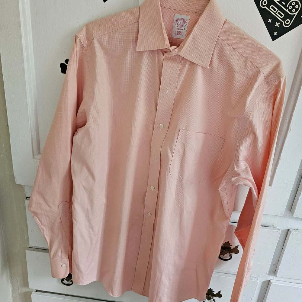 Brooks Brothers Madison Non-Iron Supima Cotton Pink Dress Shirt 15.5-35